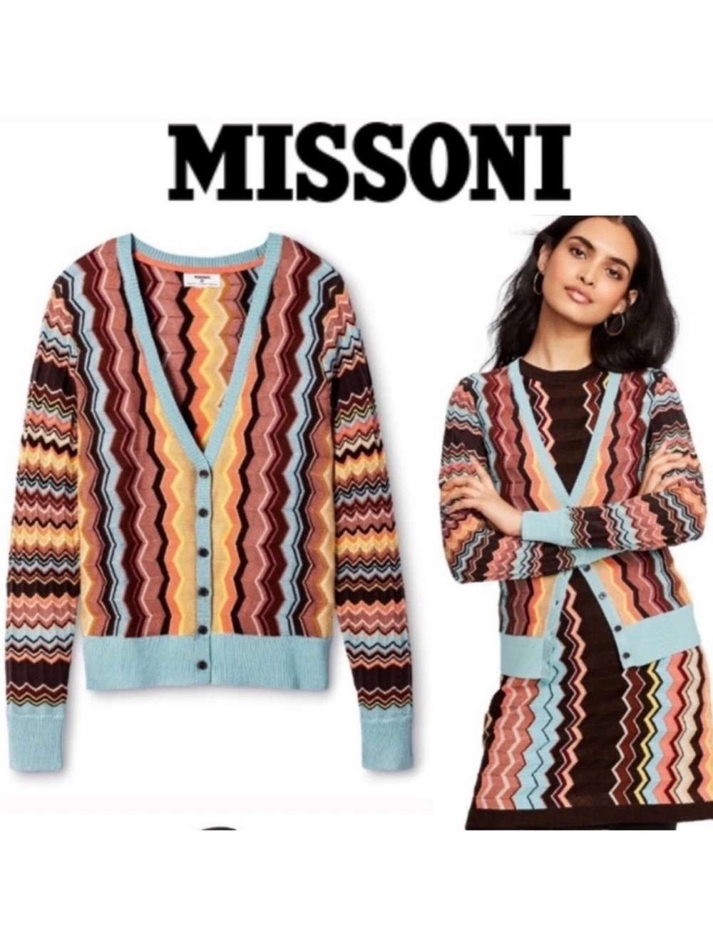 Missoni Target 20th Anniversary Chevron Button Front Cardigan Sweater M